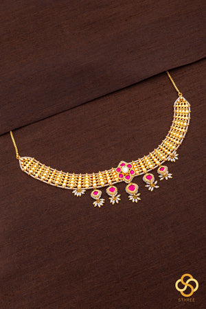 Rajwadi choker with Ruby red kundan