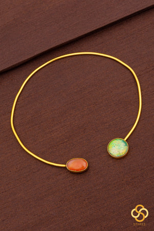 Hasli set - Kundan stone - Orange and green