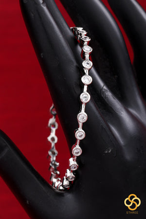 Set of 4 - Silver stones bangle