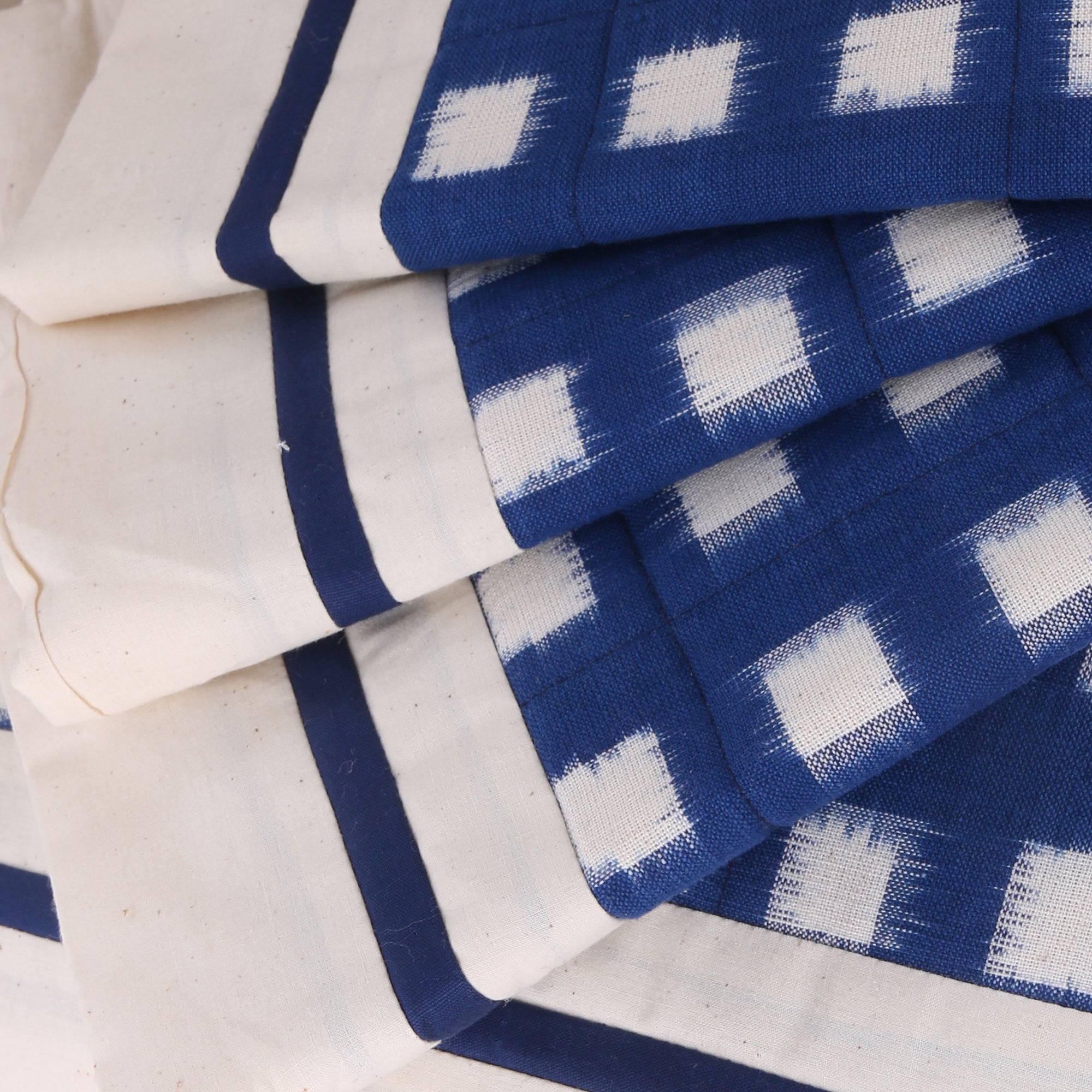 Ikat Cushion covers - Set of 2 - Blue and white checks