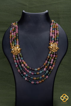 Four Liner - Multi Colour Beads with Gandaberunda Mogappu