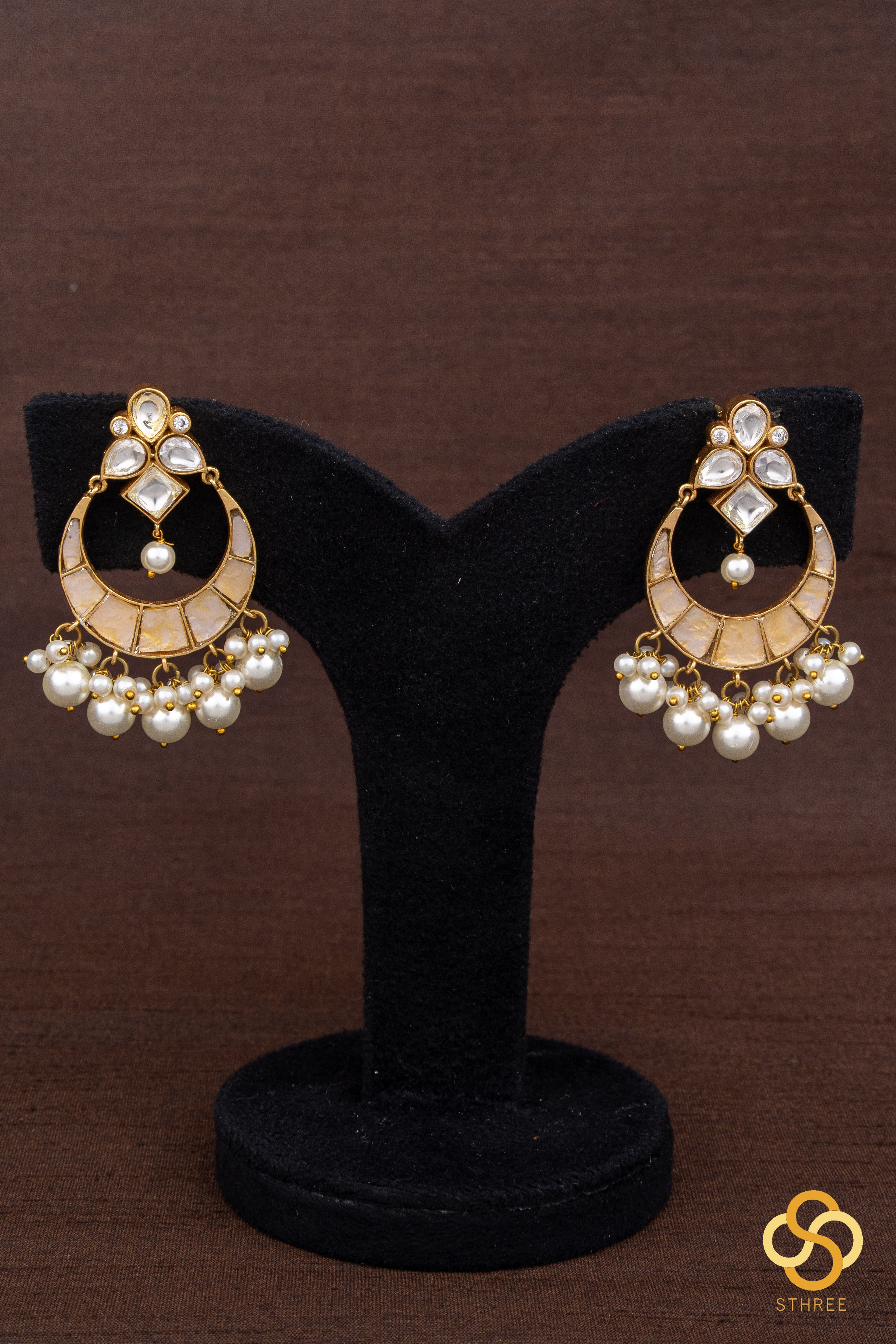 Chandbali Pendant with Pearls  - Jadau kundan