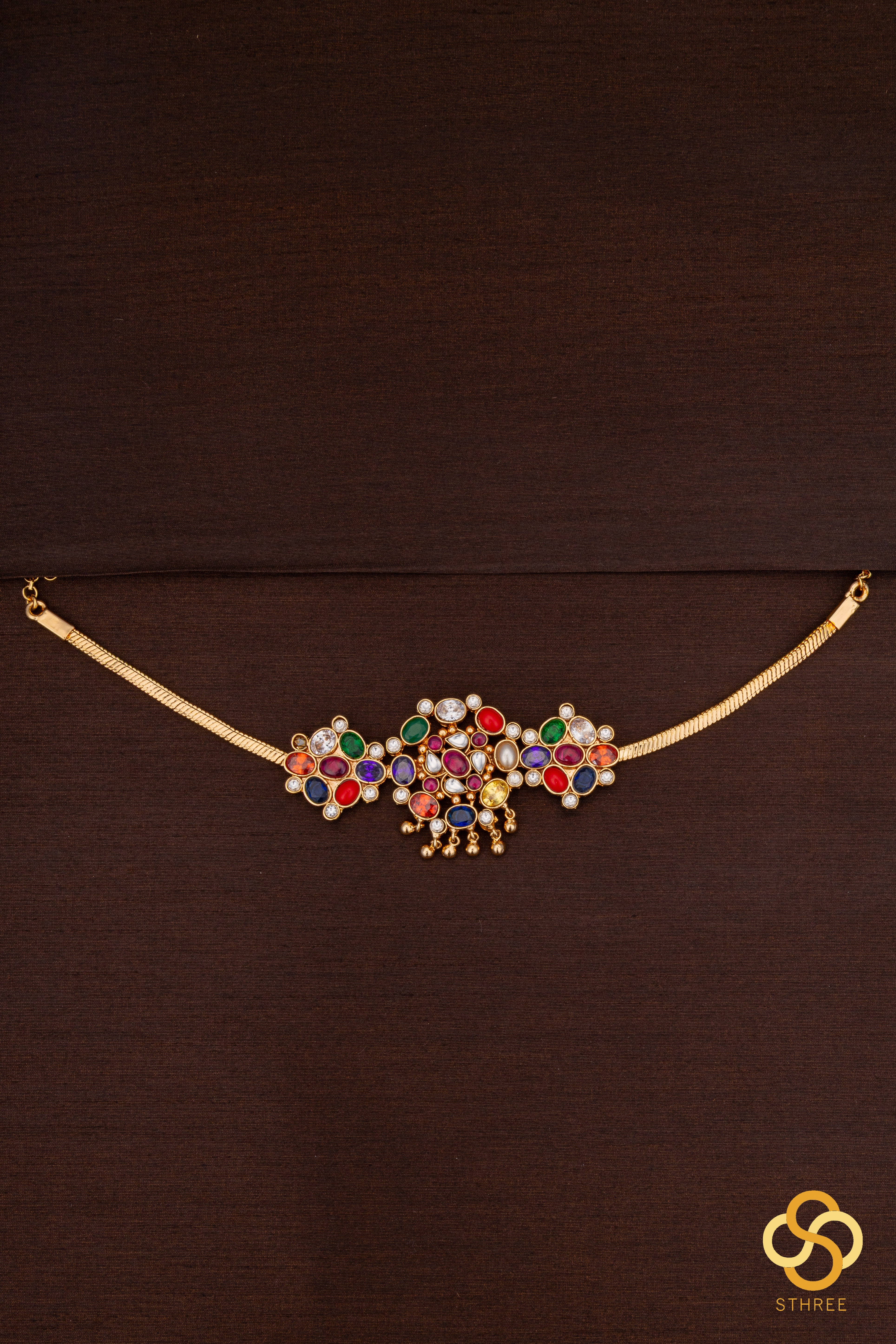 Navarathna addigai set with gold balls