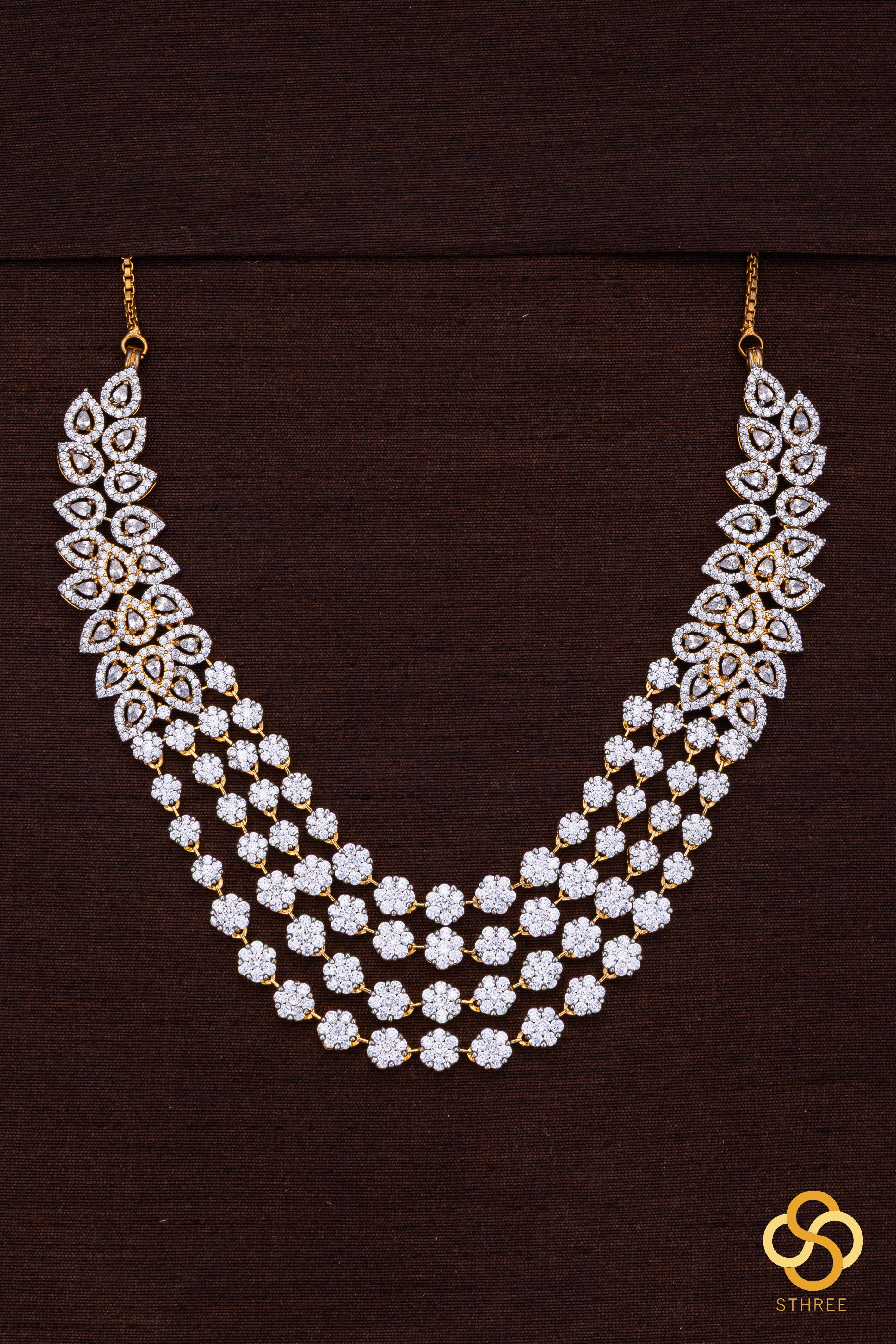 Diamond Pattern Necklace Set - Four liner