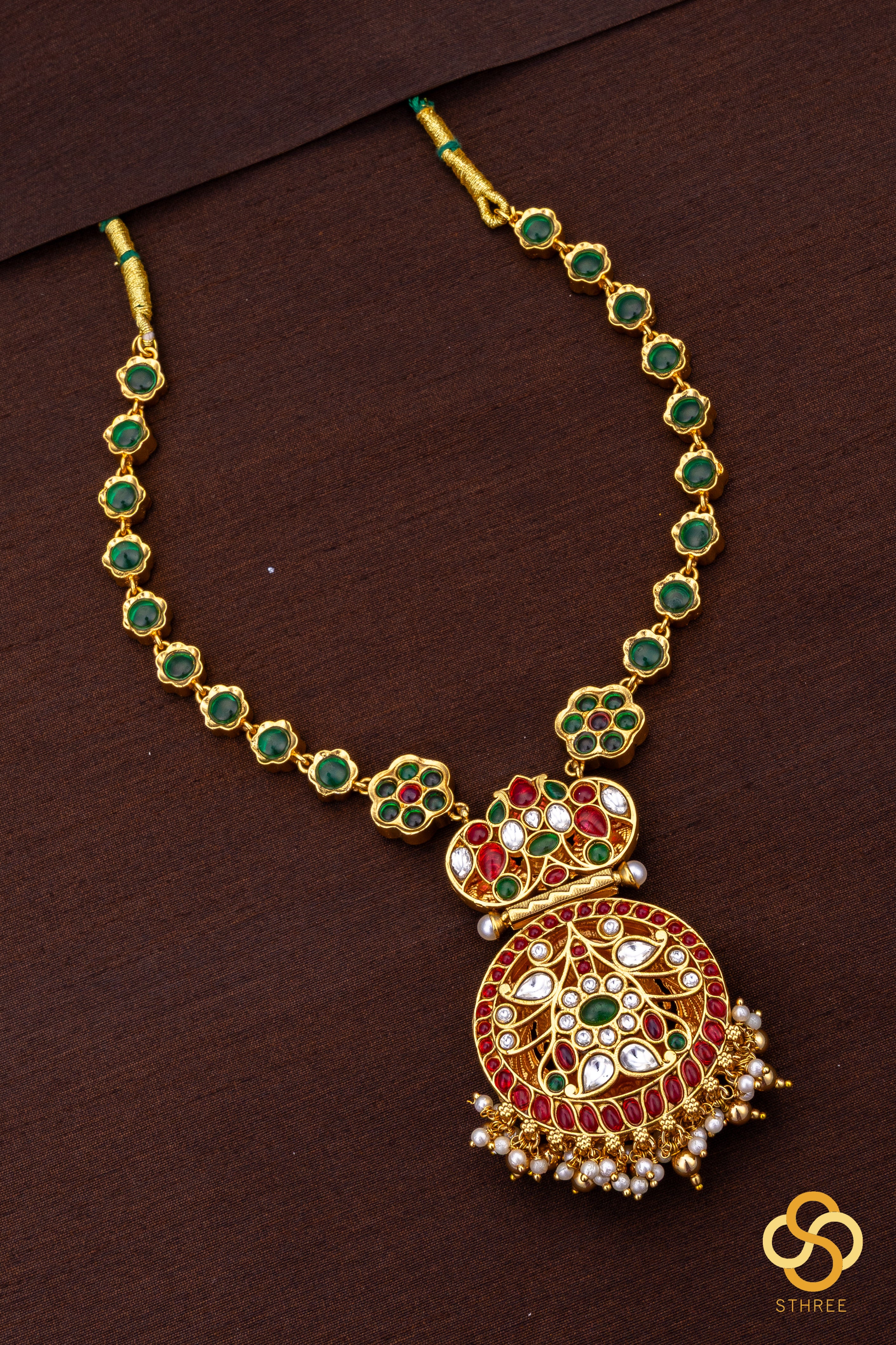 Double side Neckpiece - [ Lakshmi pendent / Kemp pendent ]