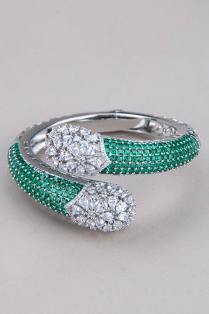 Kada - Rhodium polish -  Green  and Silver