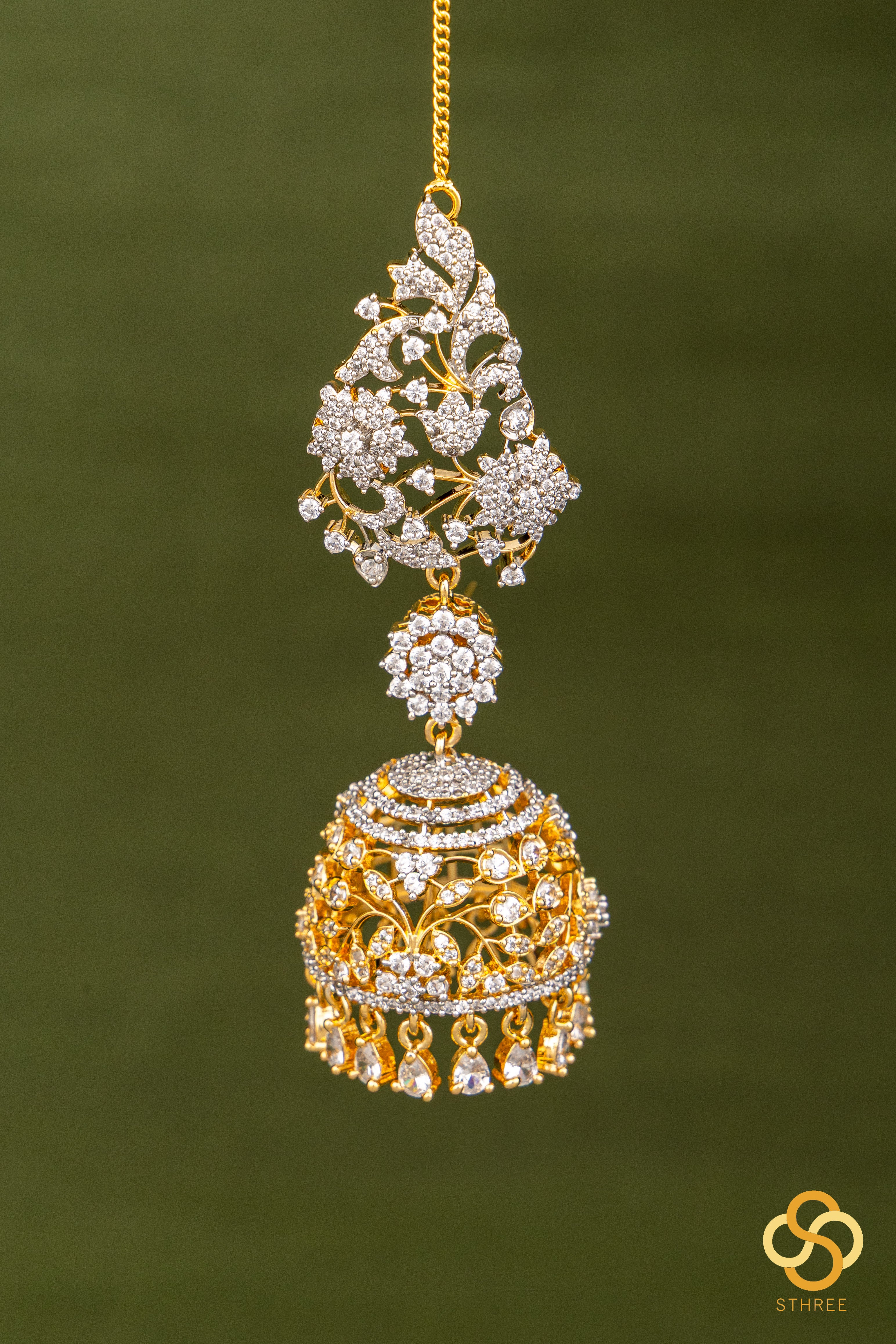 Jhumka with mattal - Diamond pattern