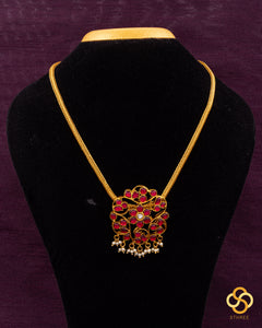 925 Silver - Rakkodi, Parijatha Flower Design - Kemp Red