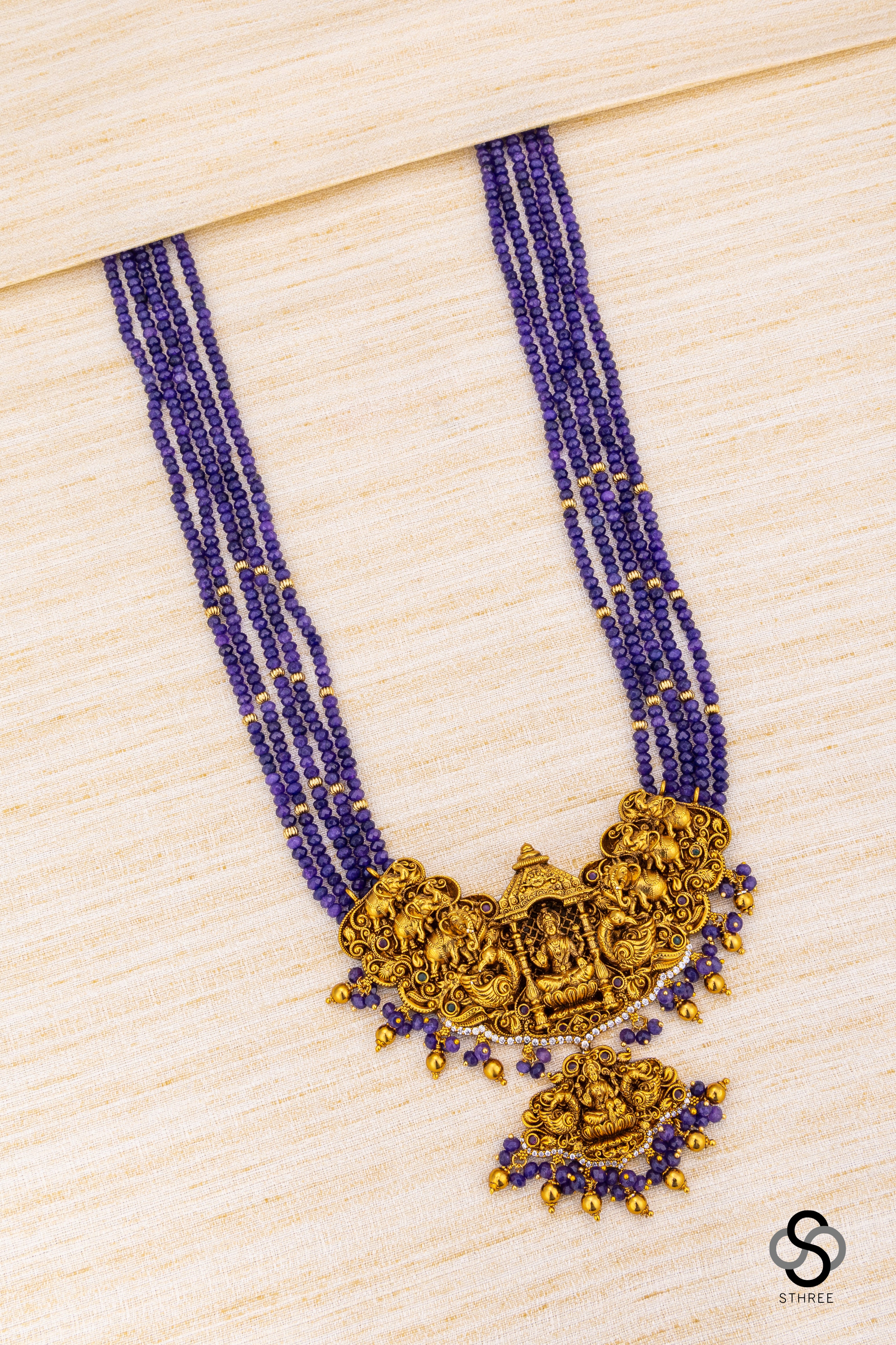 Lakshmi pendant with Nakas work - Amethyst