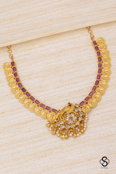 Mayil pendant with lakshmi coins