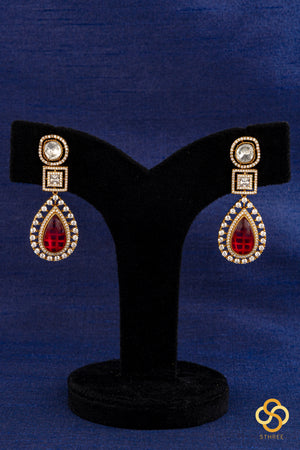 Kundan necklace set with ruby red centerpiece
