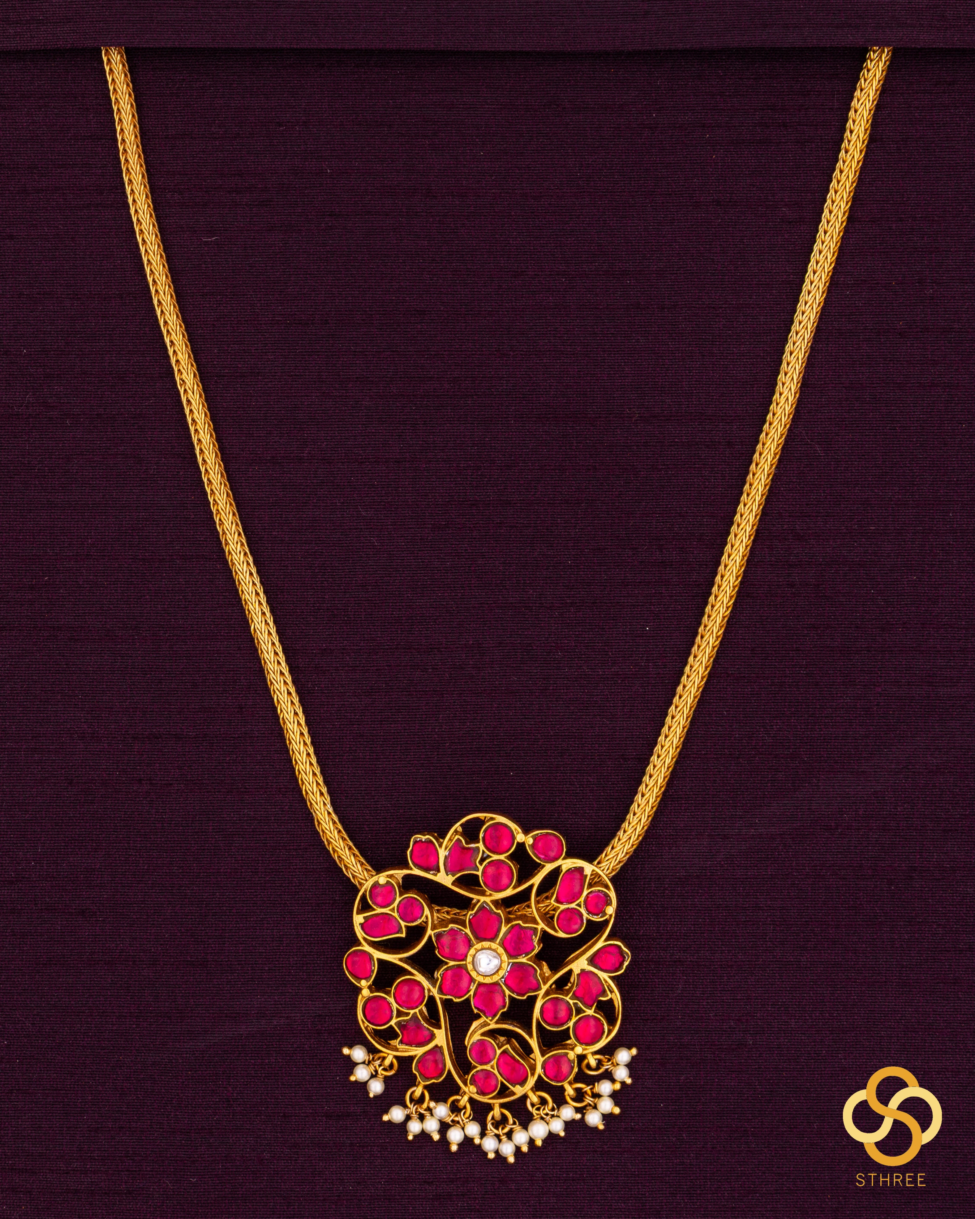 Rakkodi, Parijatha  flower design - Kemp red