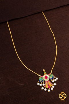 Gandaberunda Neckpiece with Pearls - Navarathna