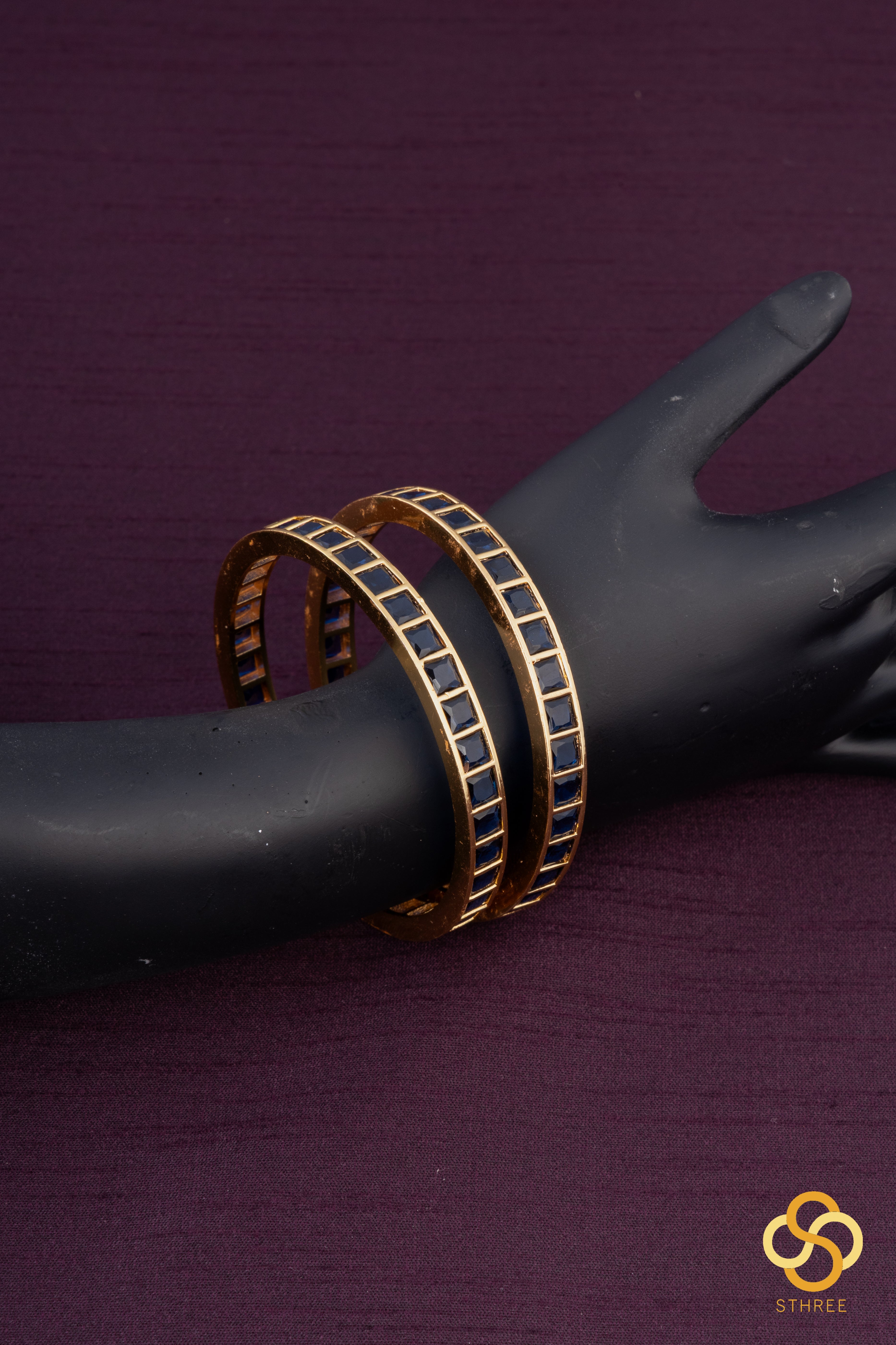 Sapphire blue - Square stone bangles