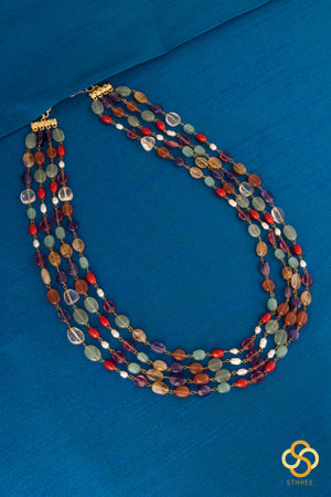 Four liner - Multi colour navarathna beads