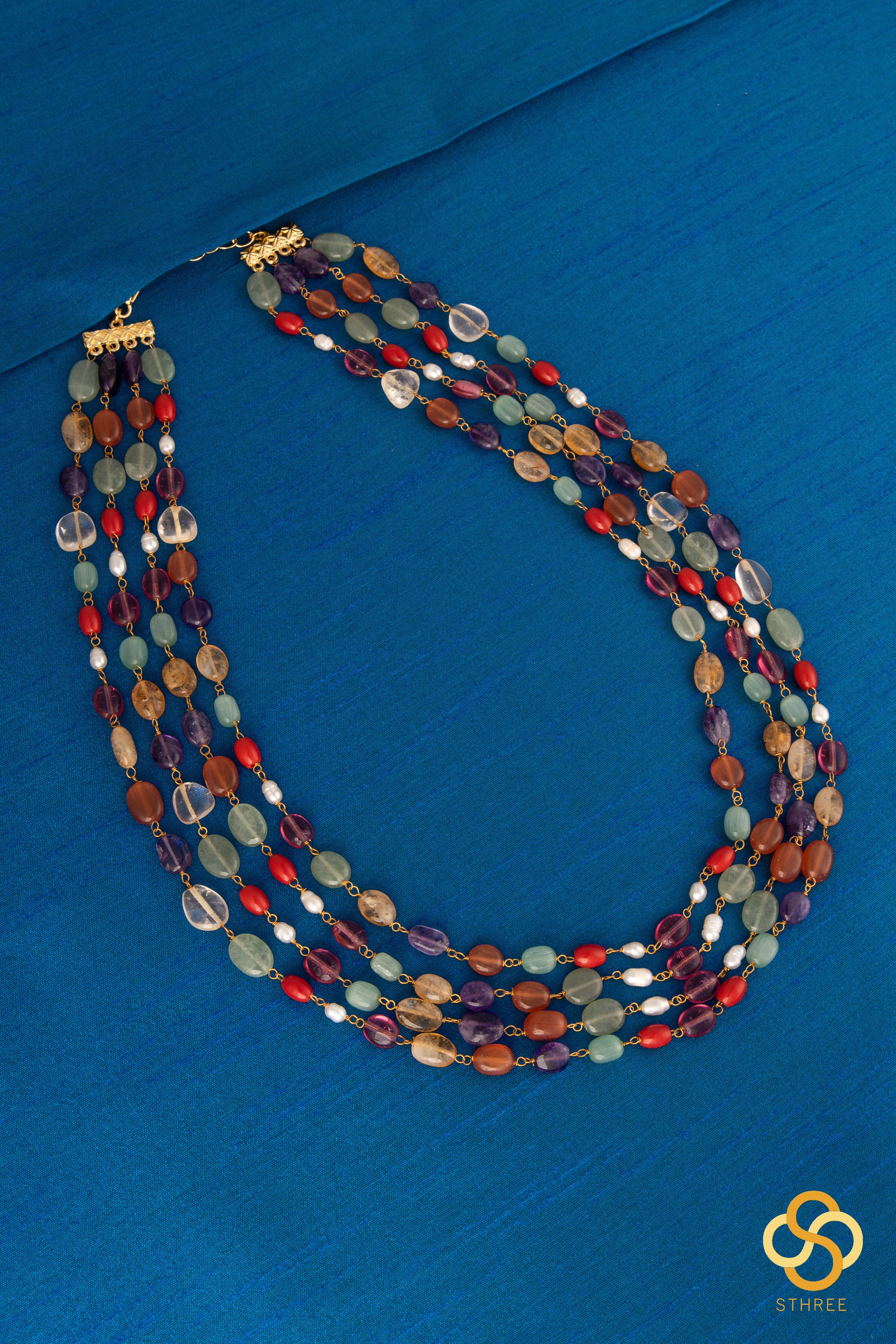 Four liner - Multi colour navarathna beads