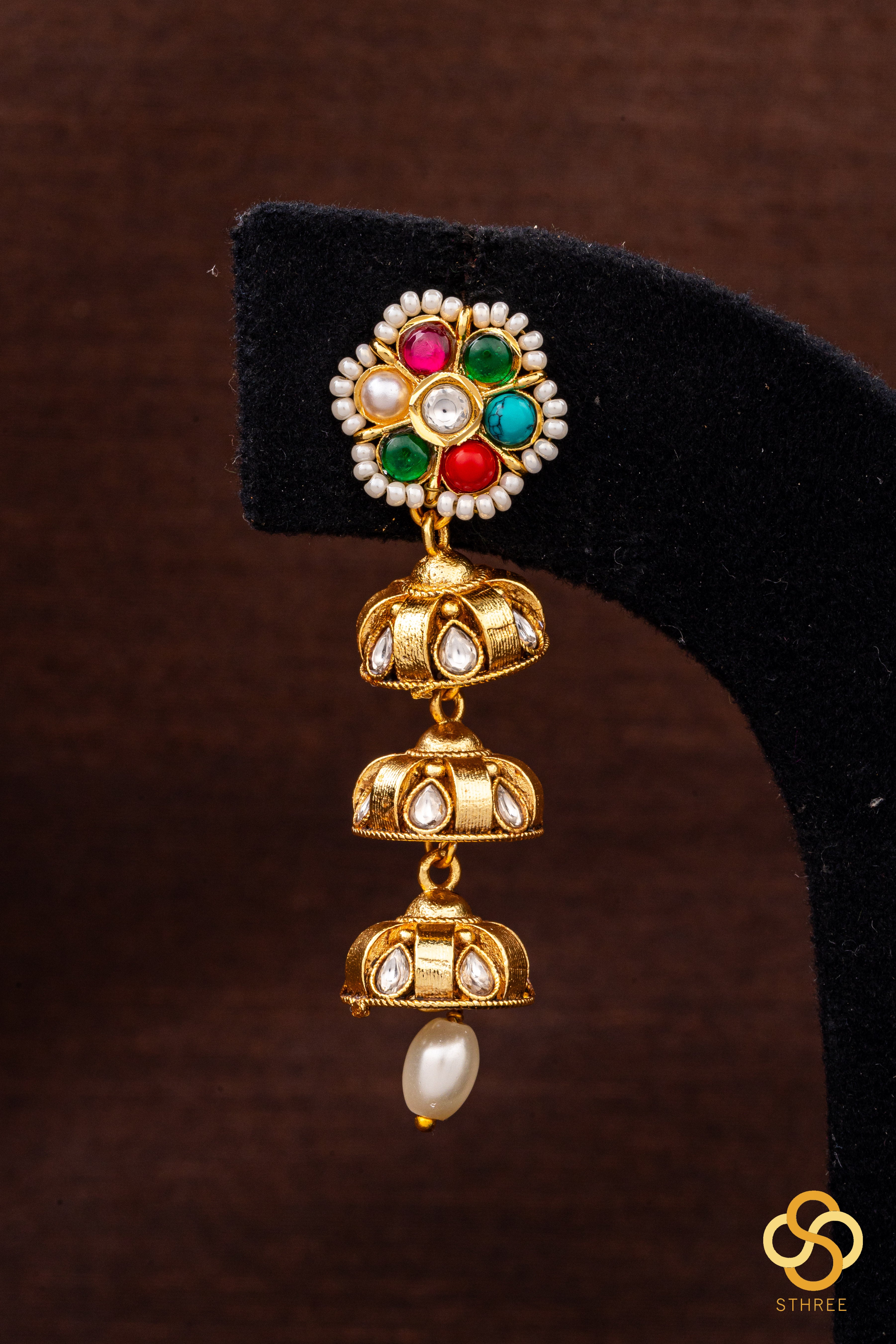 Seven stone earring - Navarathna