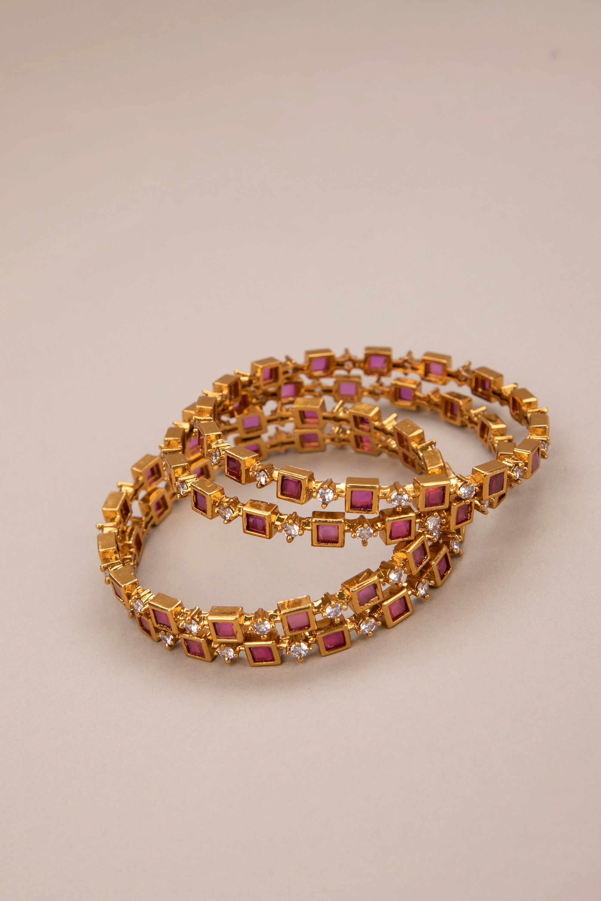 Kemp red and white square bangles - Set of 4 bangles