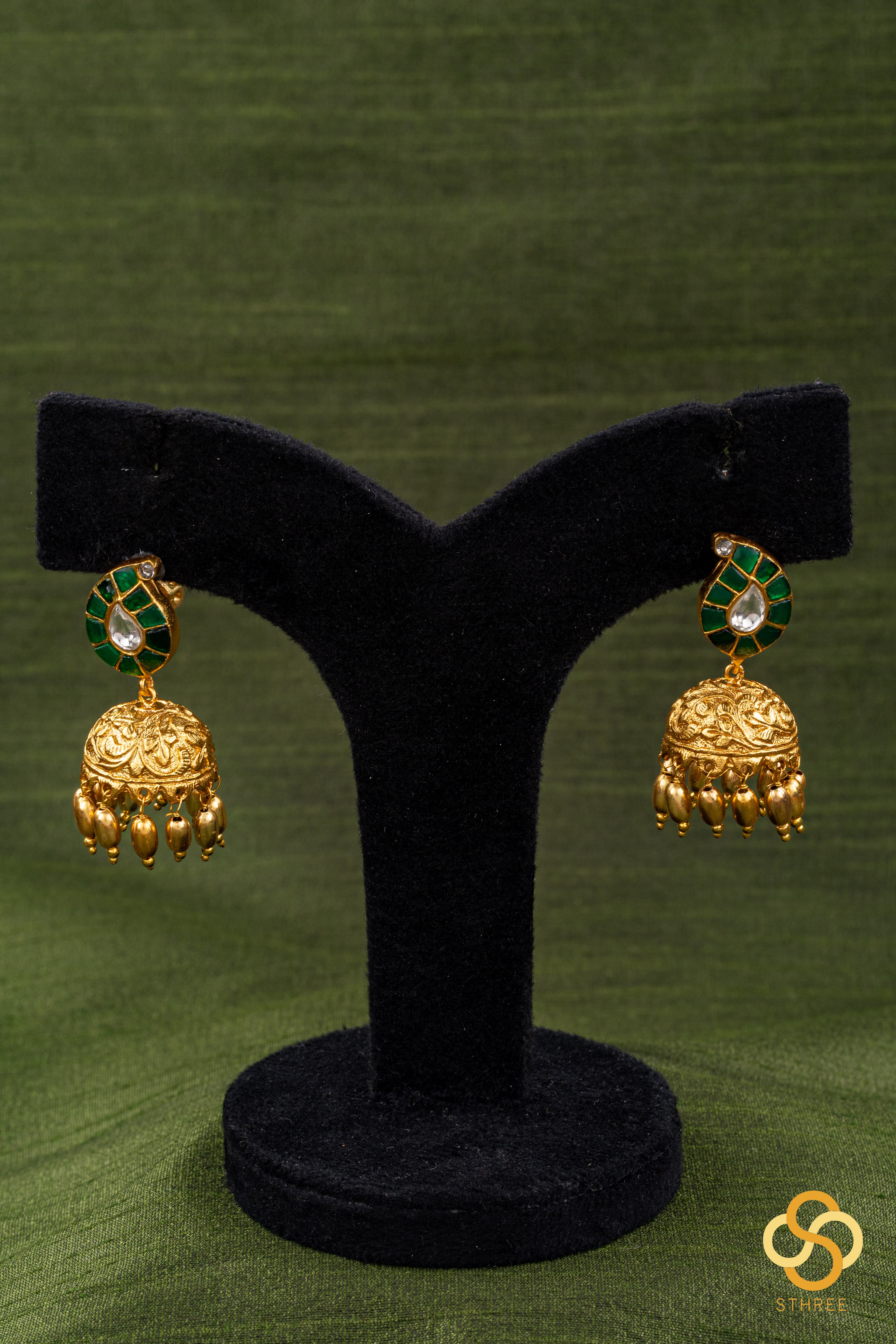 Manga Jhumkas - Green