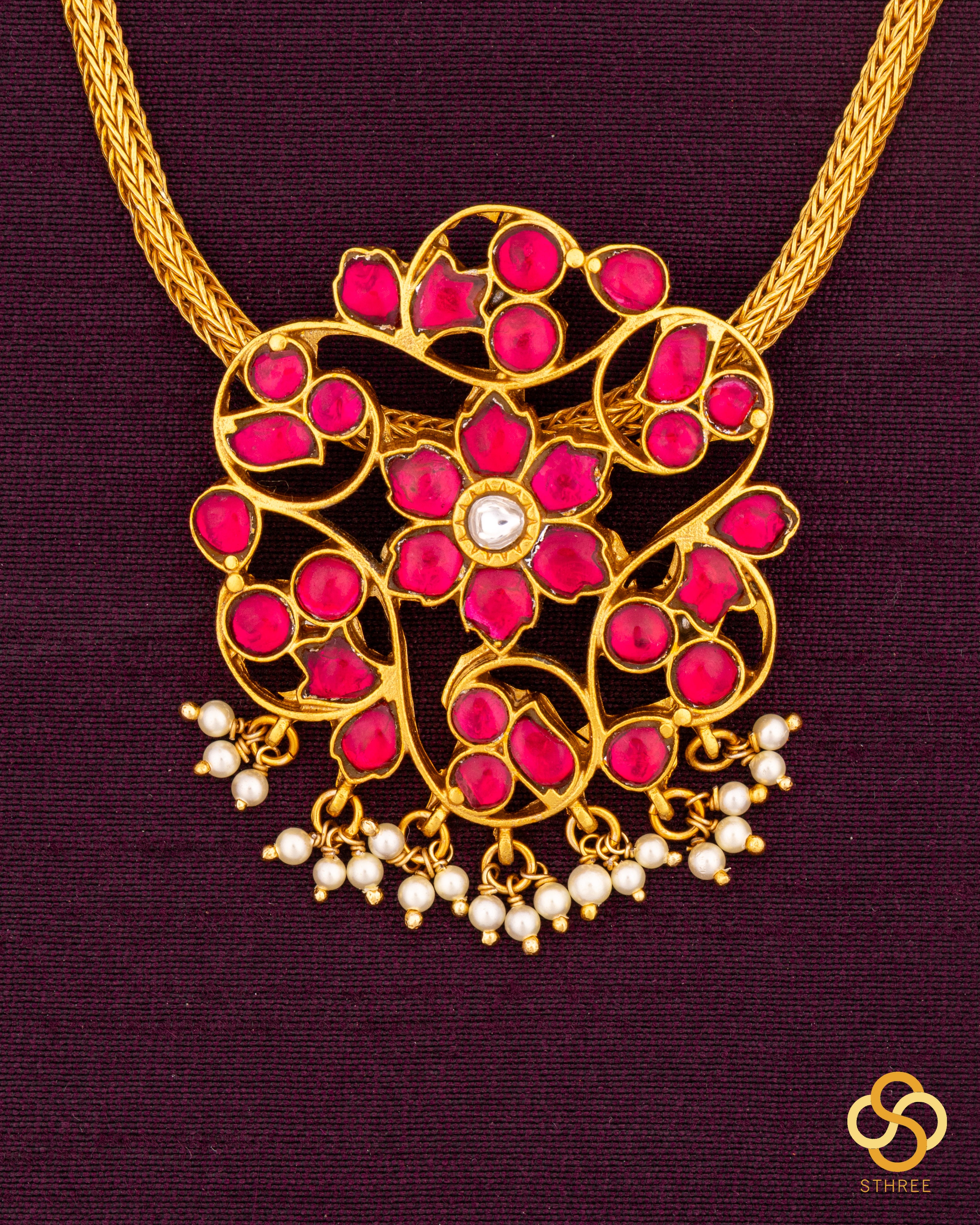 Rakkodi, Parijatha  flower design - Kemp red