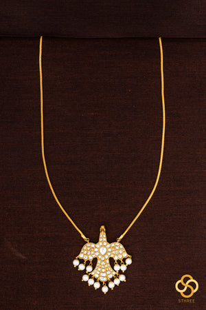 Gandaberunda neckpiece with pearls - All white