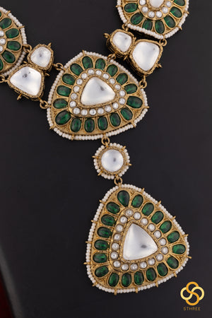 Emerald green and kundan haram set