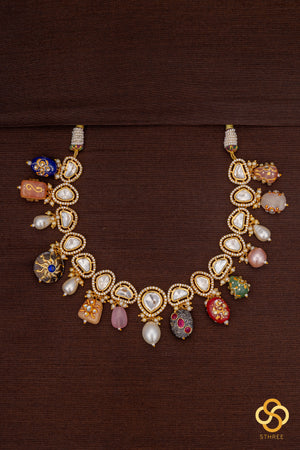 Kundan Set with multi colour stone hangings