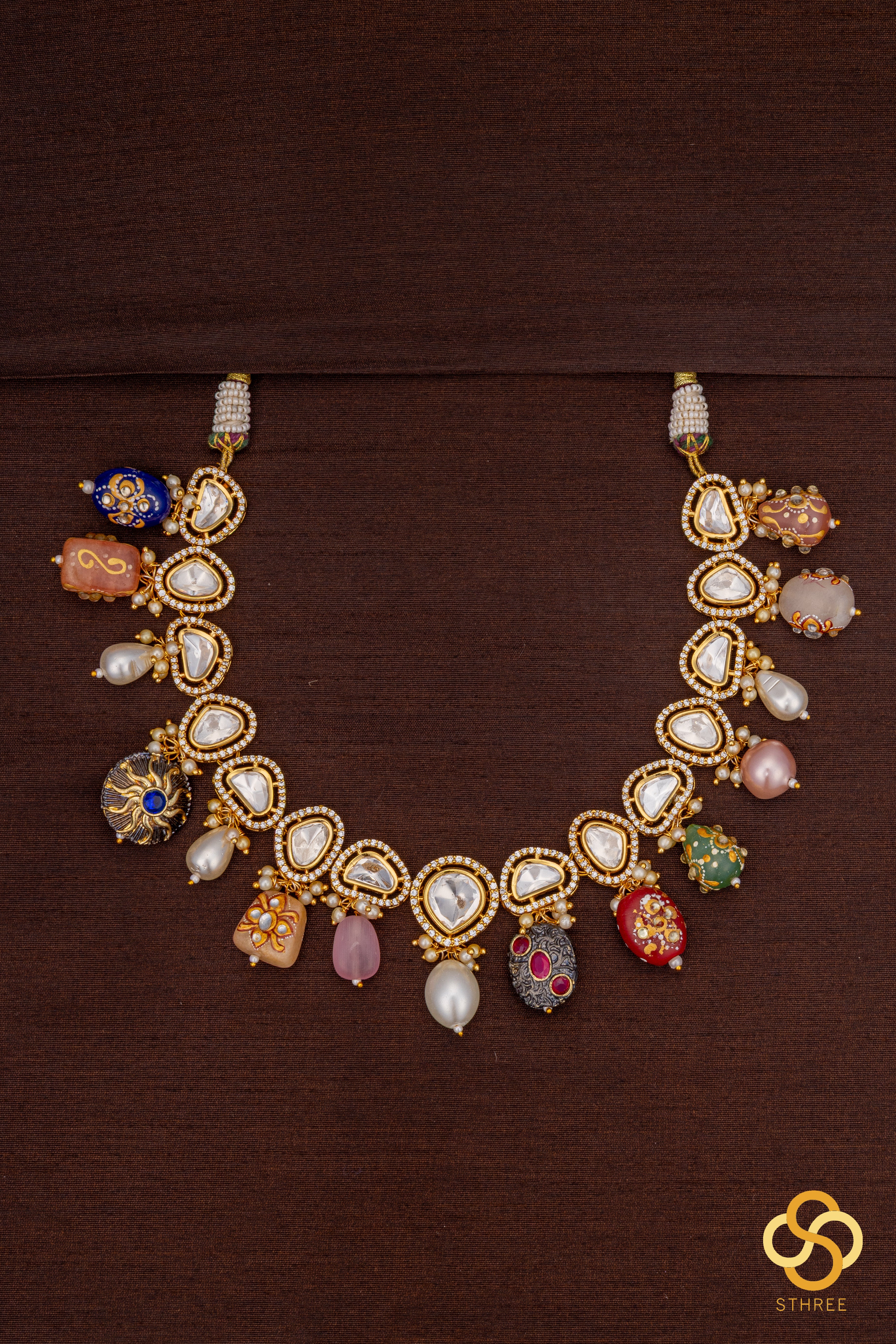 Kundan Set with multi colour stone hangings