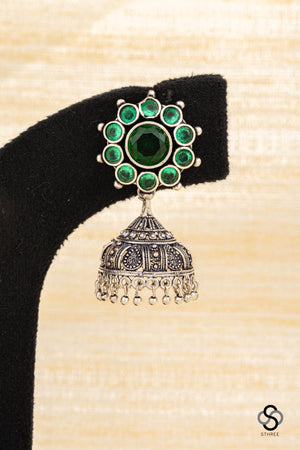 Jhumkas - Emerald green