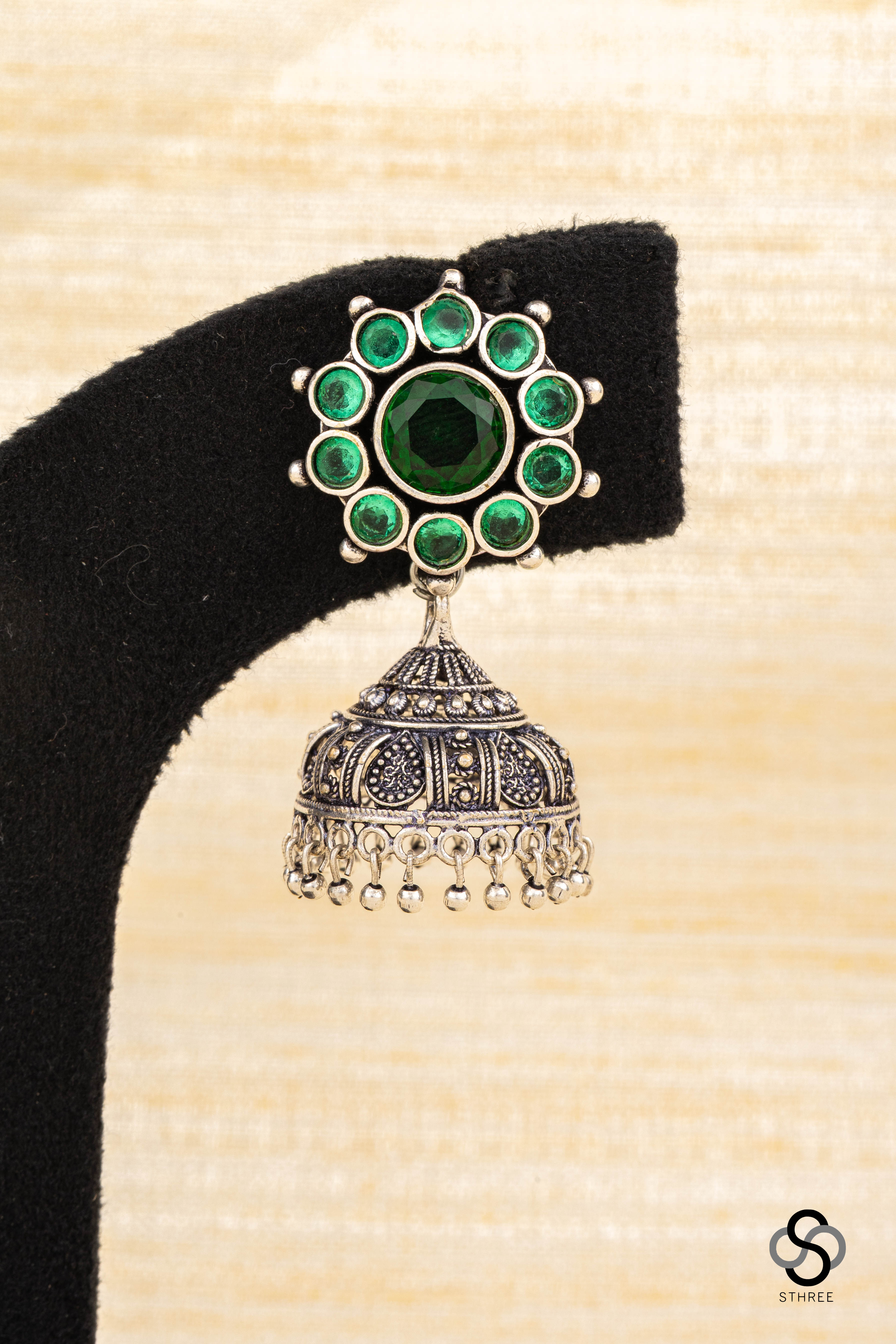 Jhumkas - Emerald green
