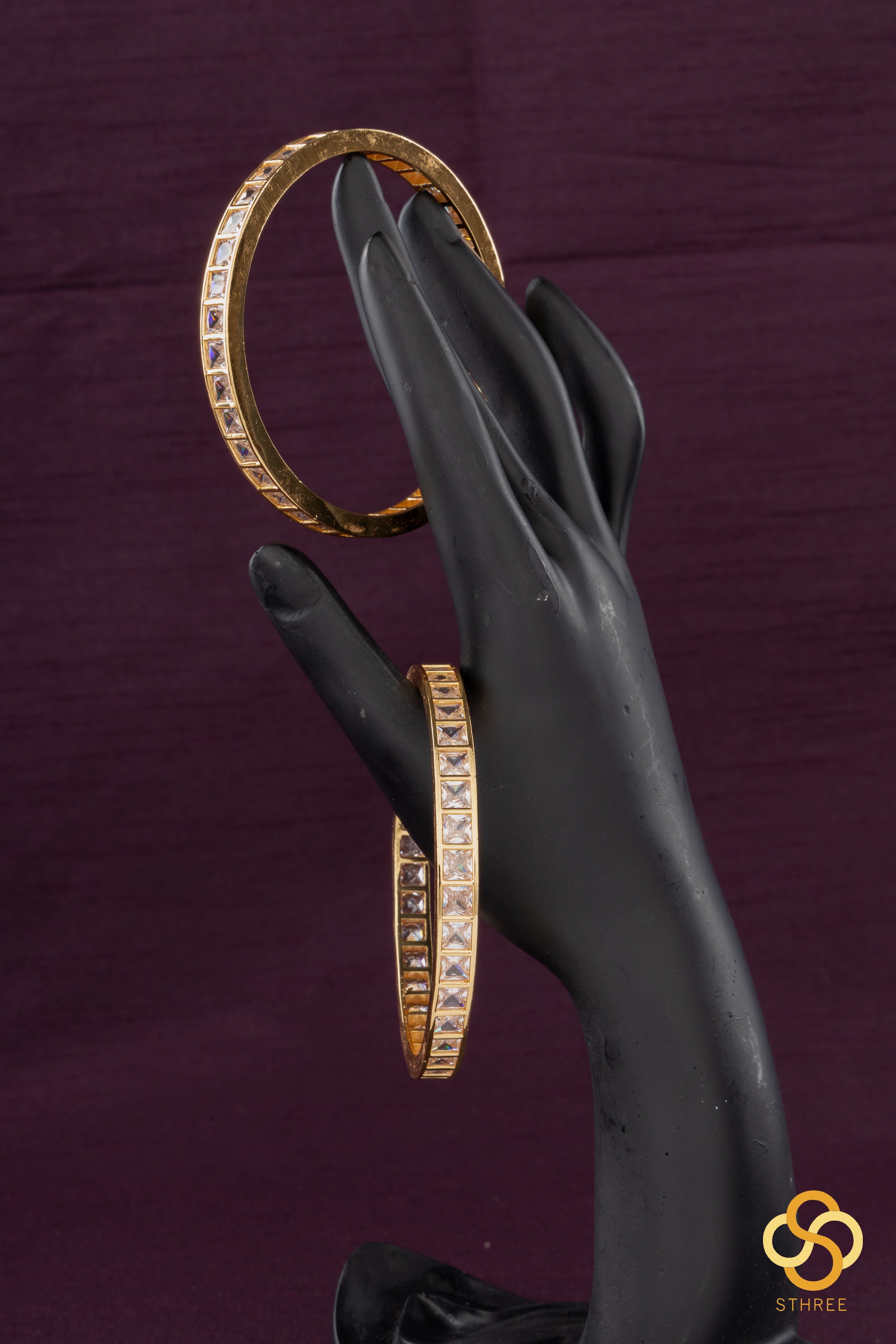 White colour - Square stone bangles
