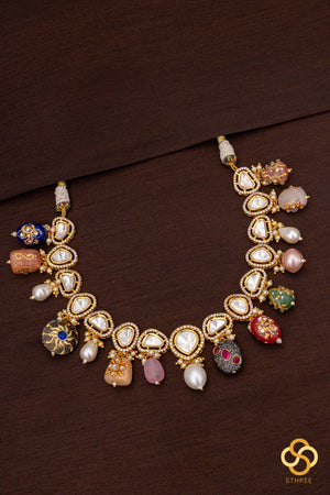 Kundan Set with multi colour stone hangings