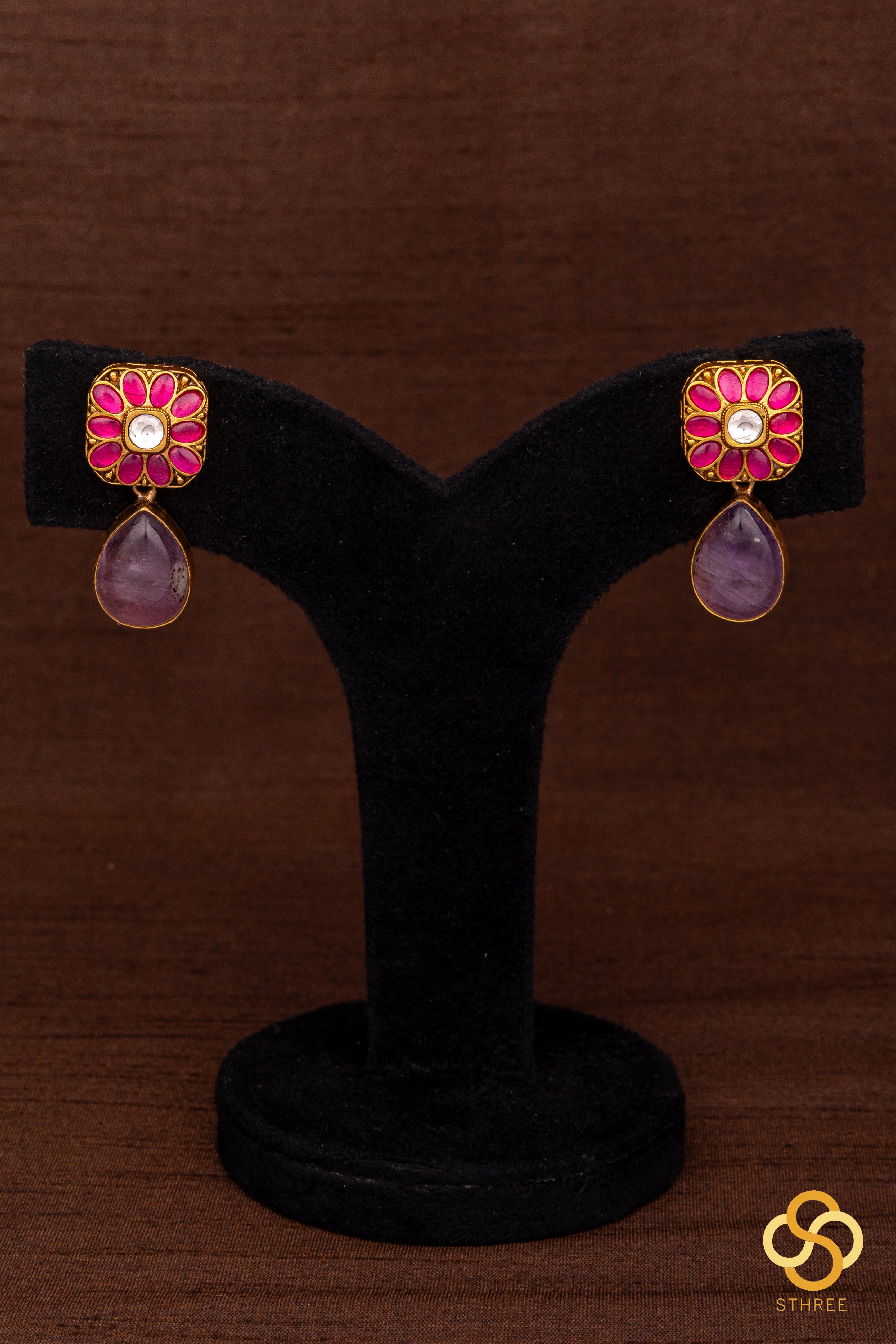 Cabachons with Square Kemp - Amethyst colour