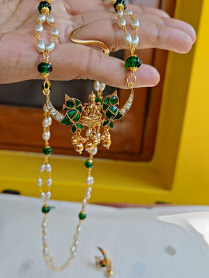 Pearls with Double Kili Pendant -  Green