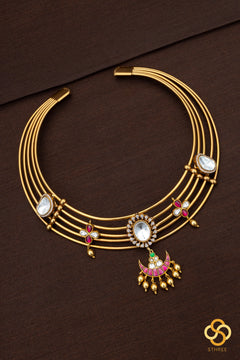 Hasli set - Kundan with chandbali pendent