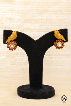 Sparrow earring - Ruby red
