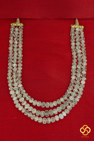 Carved Melon Flurites in Light Green - Three layers