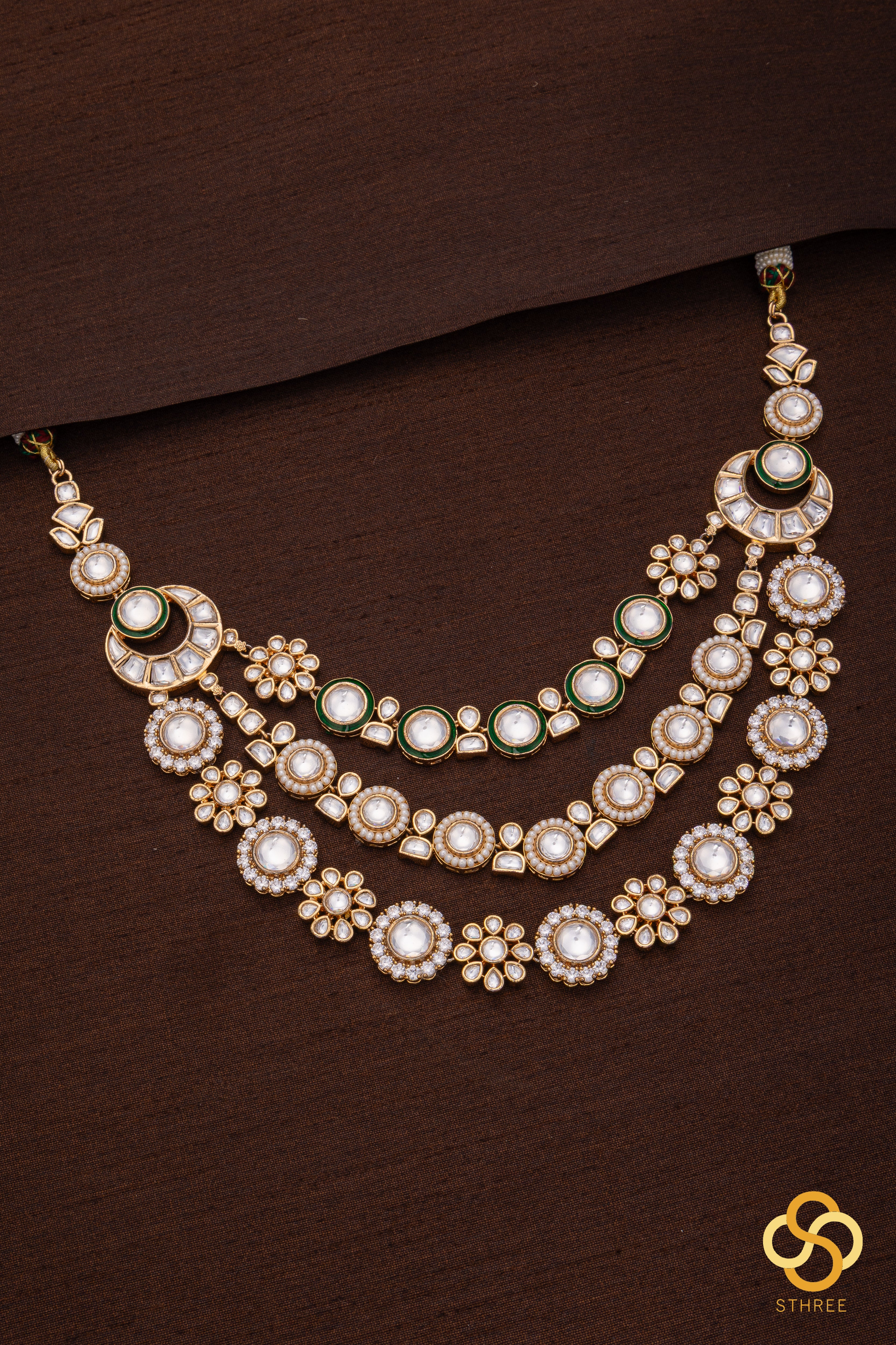 Three Liner Moissanite Necklace Set