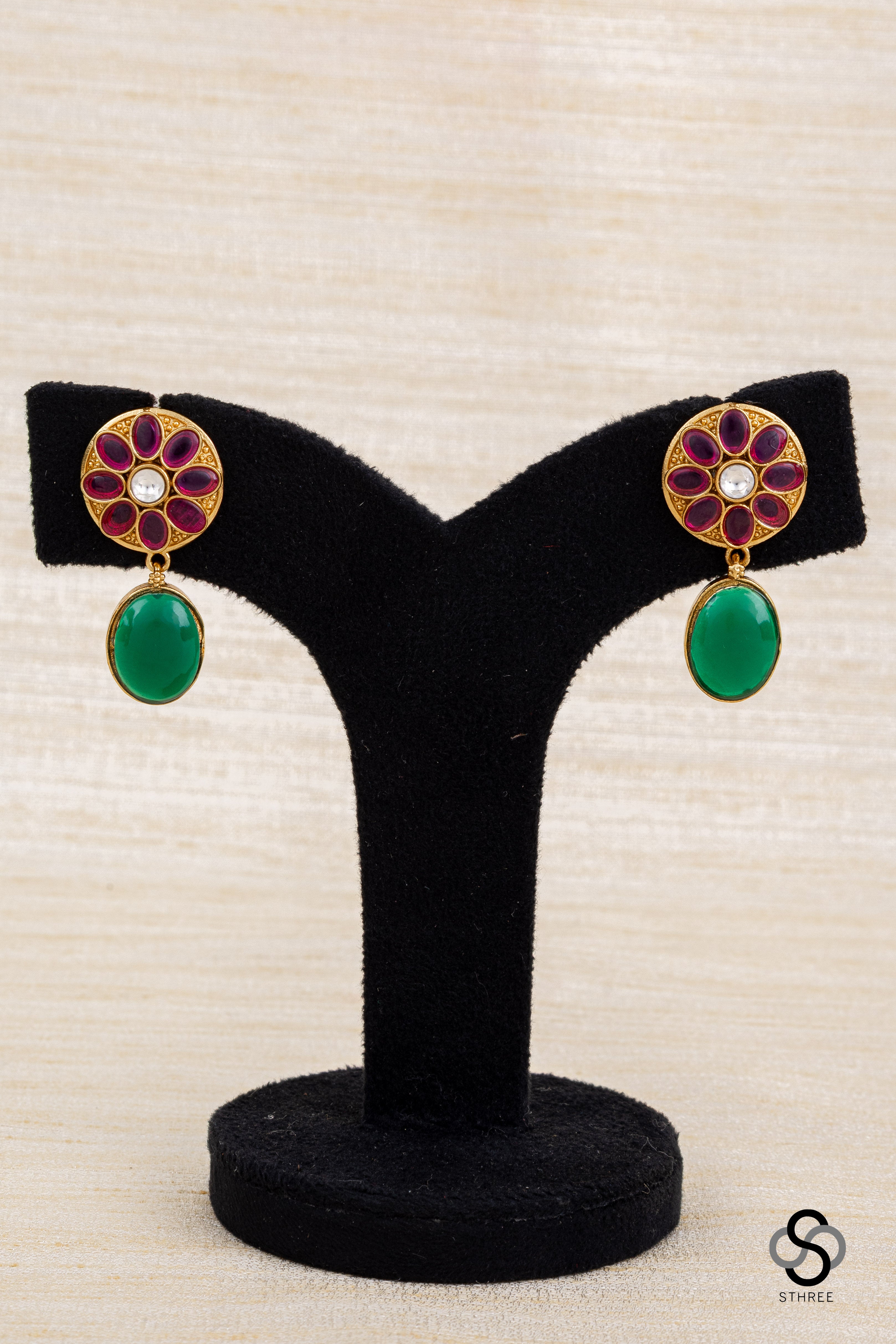 Cabachons with Parrot Pendant - Multi colour