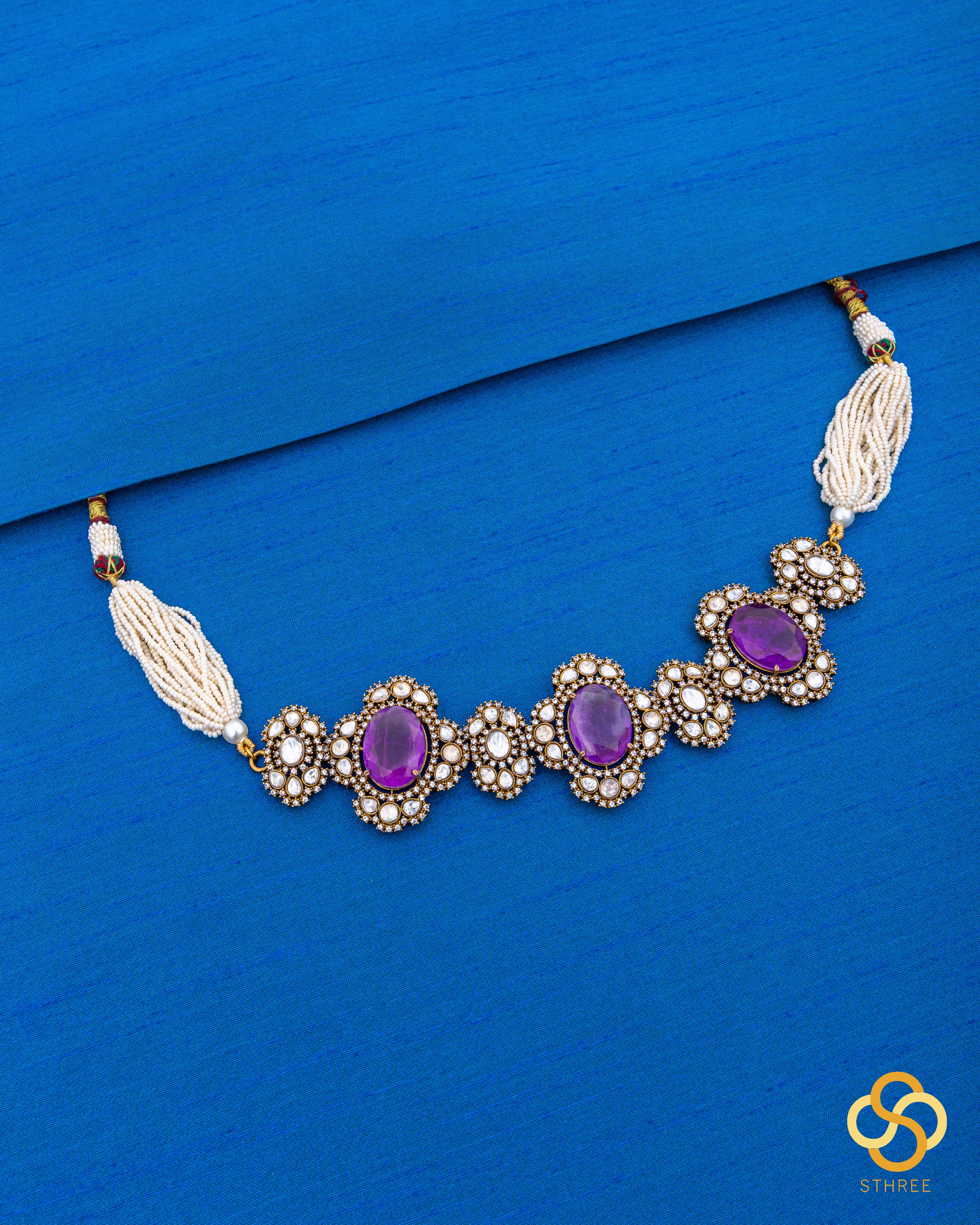 Victorian choker with Amethyst stones and zircons