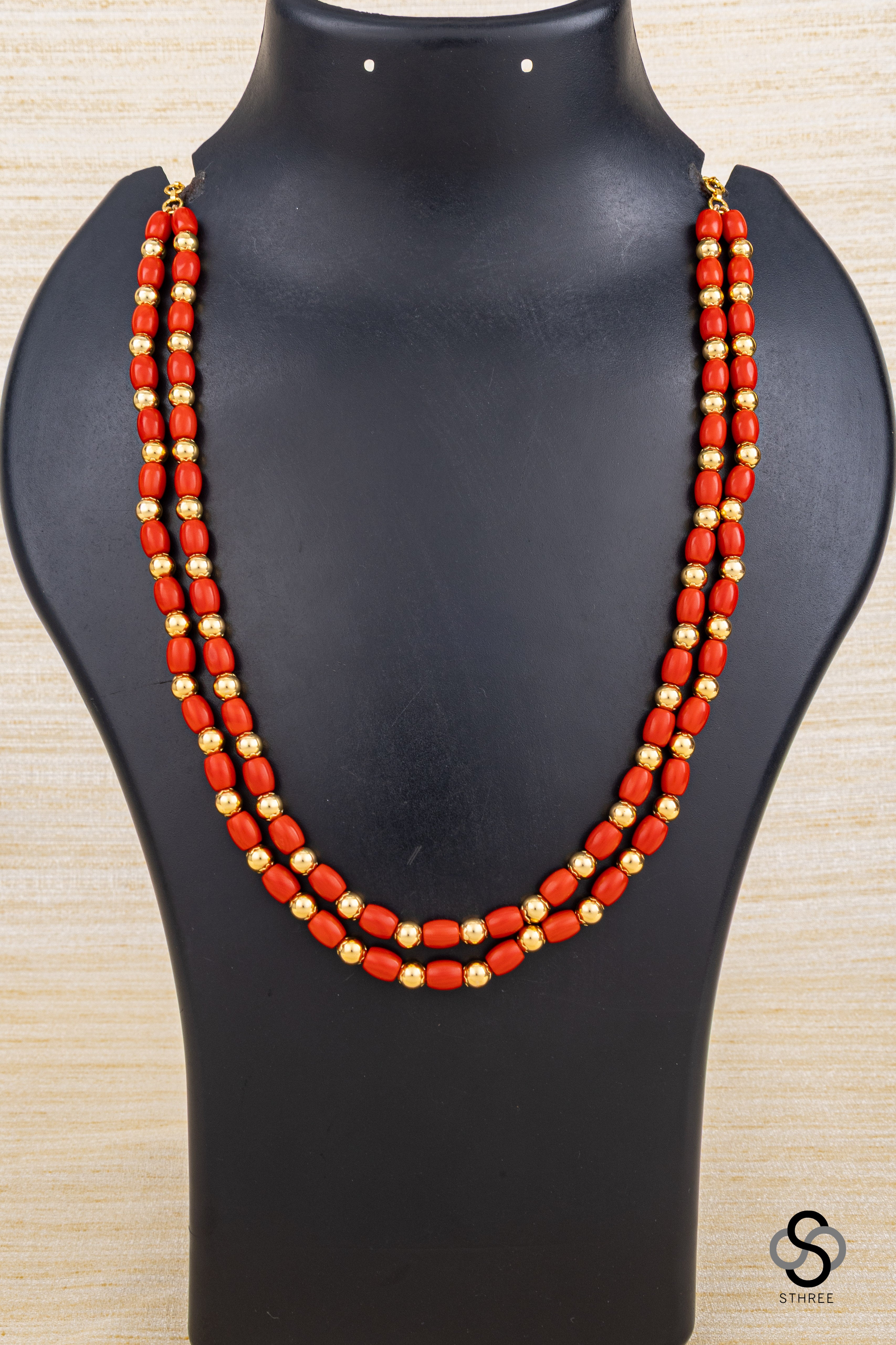 Two liner coral with gold ball set