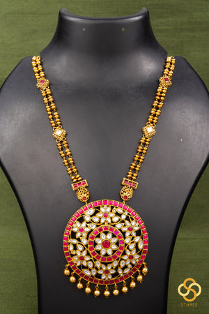 Rakkodi in Rettai - Vari Chain - White with Ruby Red