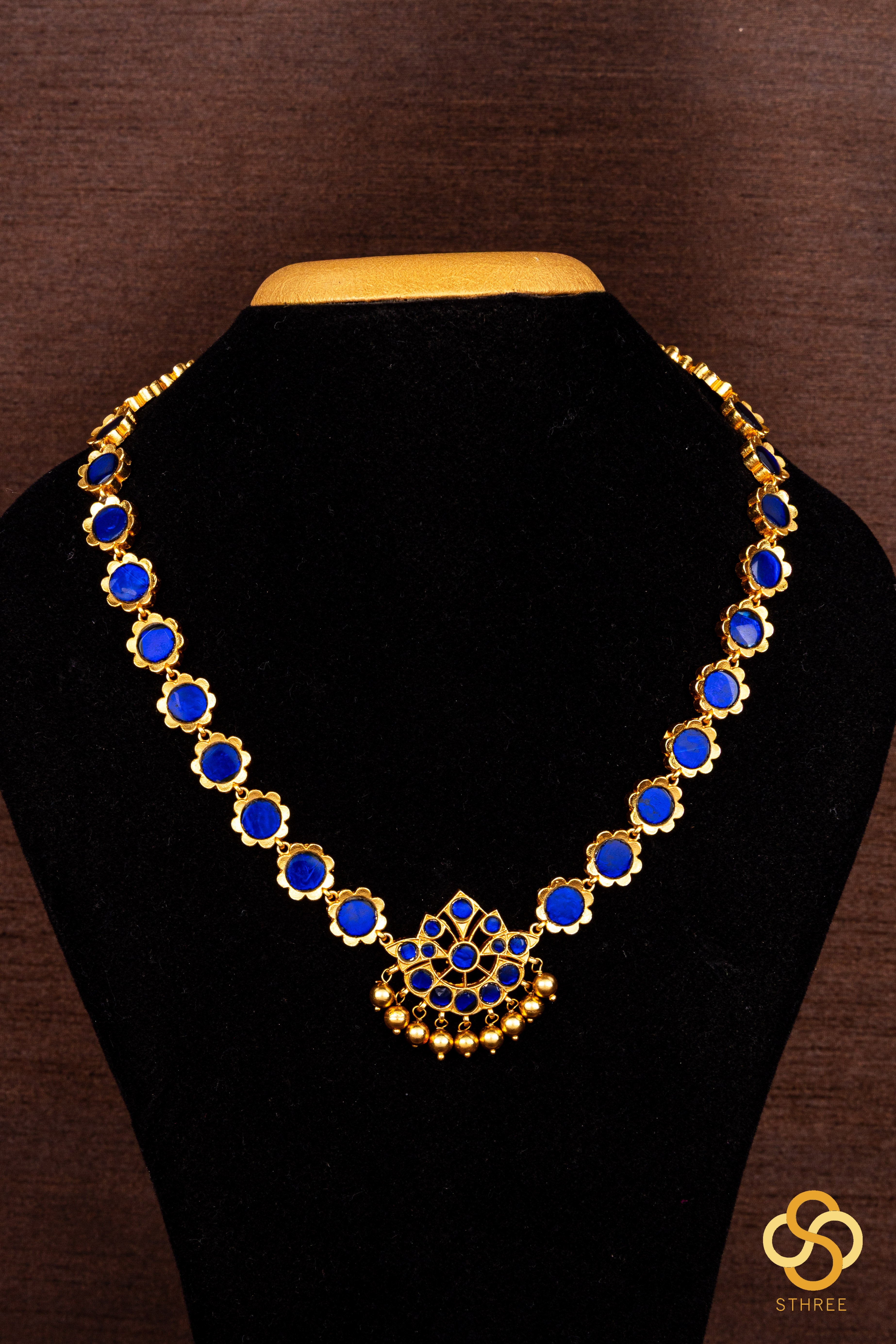 Palakkad Neckalace - Single liner - Sapphire blue