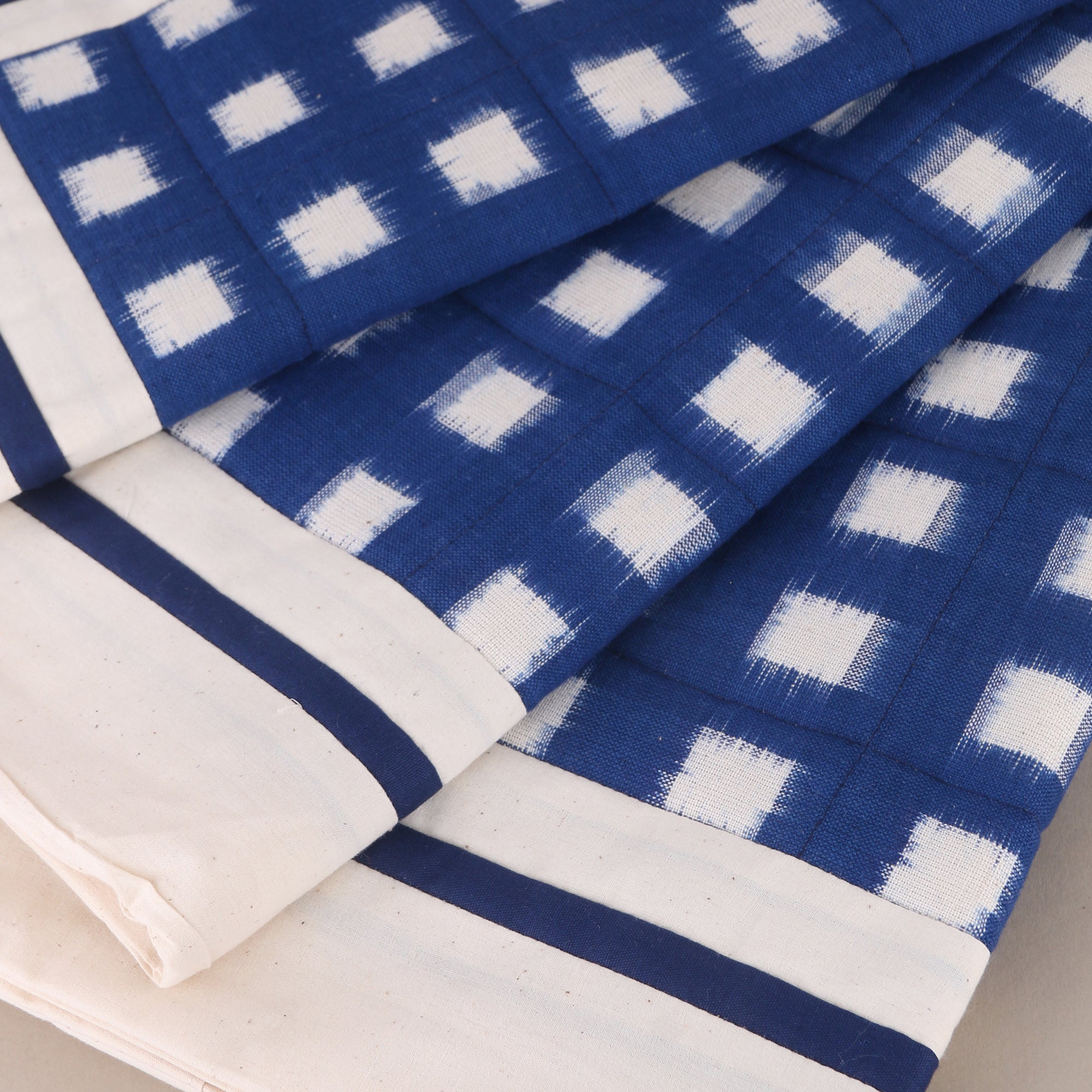 Ikat Cushion covers - Set of 2 - Blue and white checks