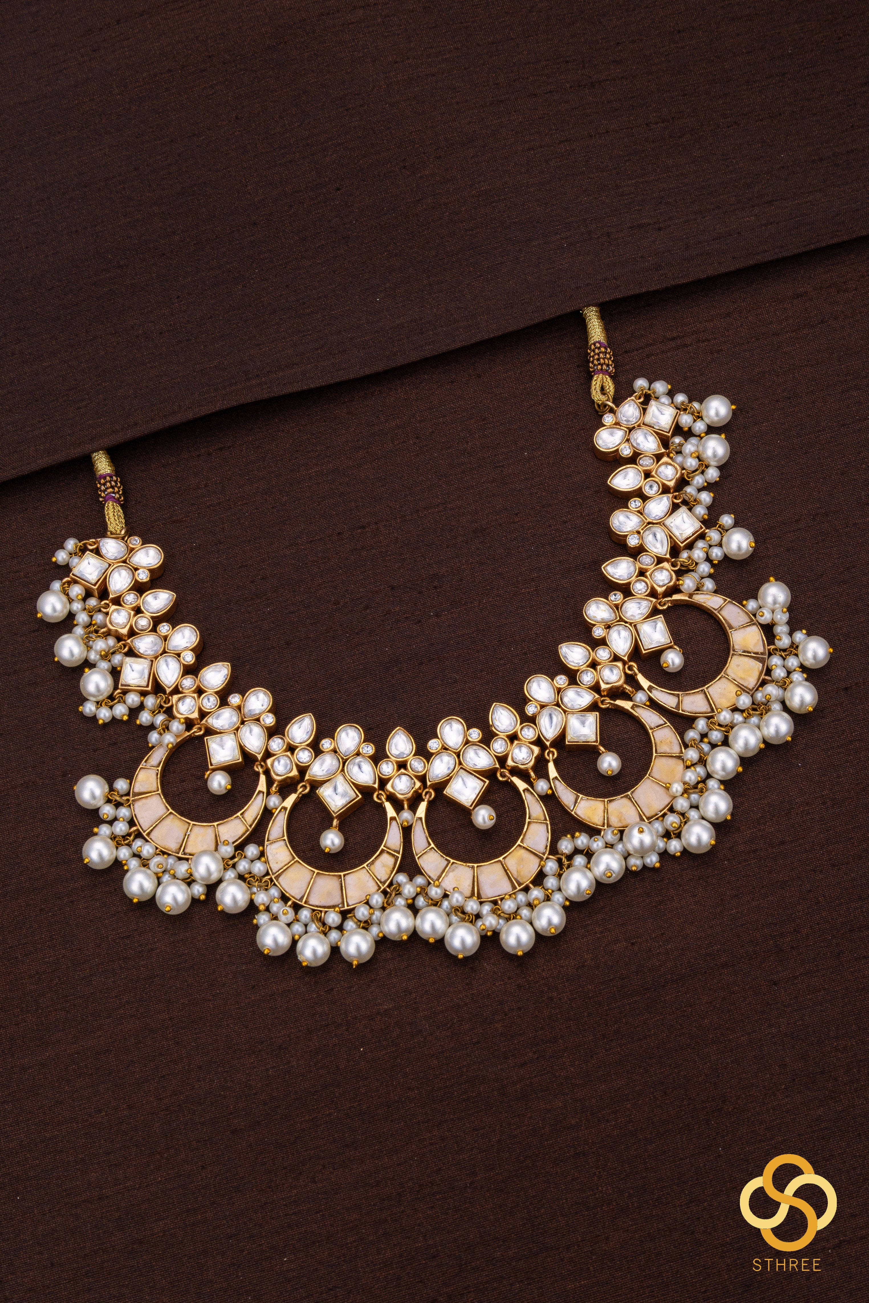 Chandbali Pendant with Pearls  - Jadau kundan