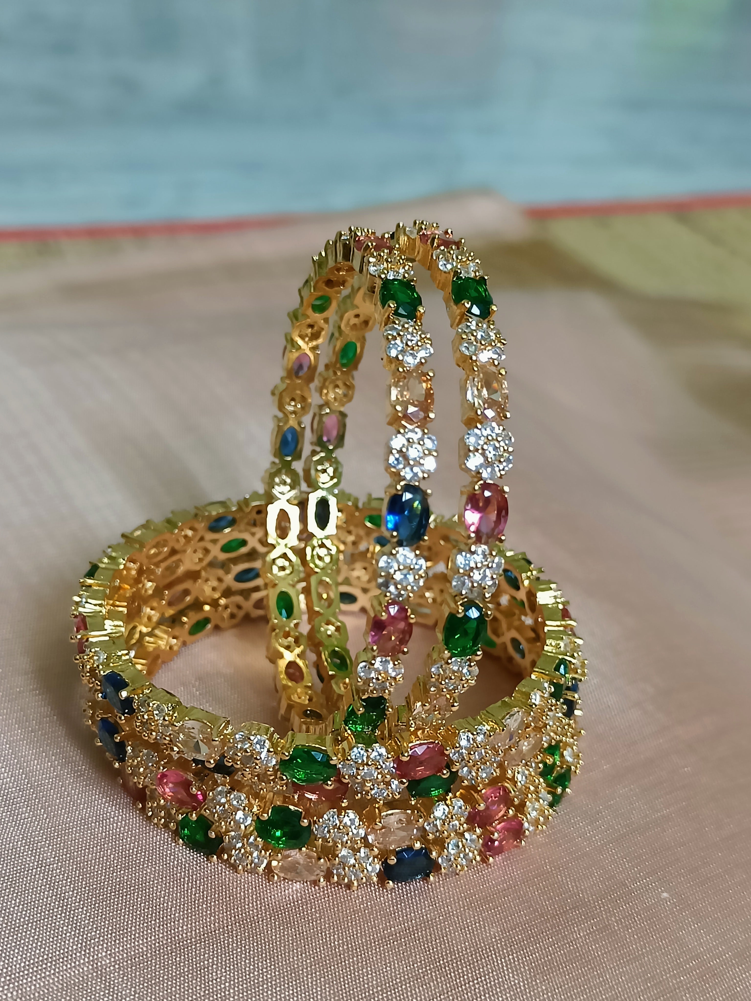 Seven stone diamond setting with multi colour stones
