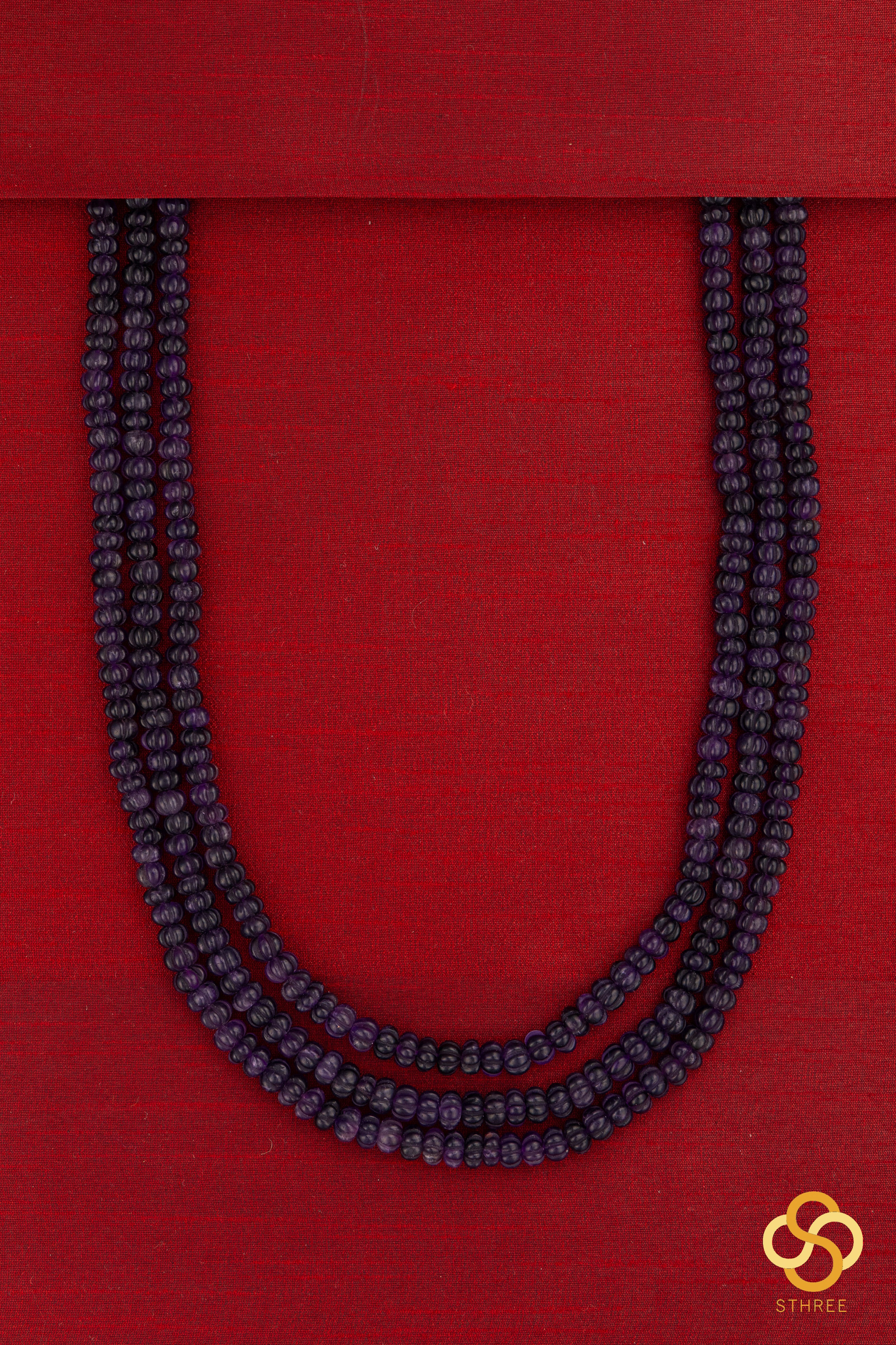 Carved Melon Flurites Three layers - Amethyst