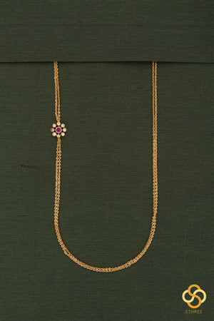 Mogappu with two line chain - Ruby red