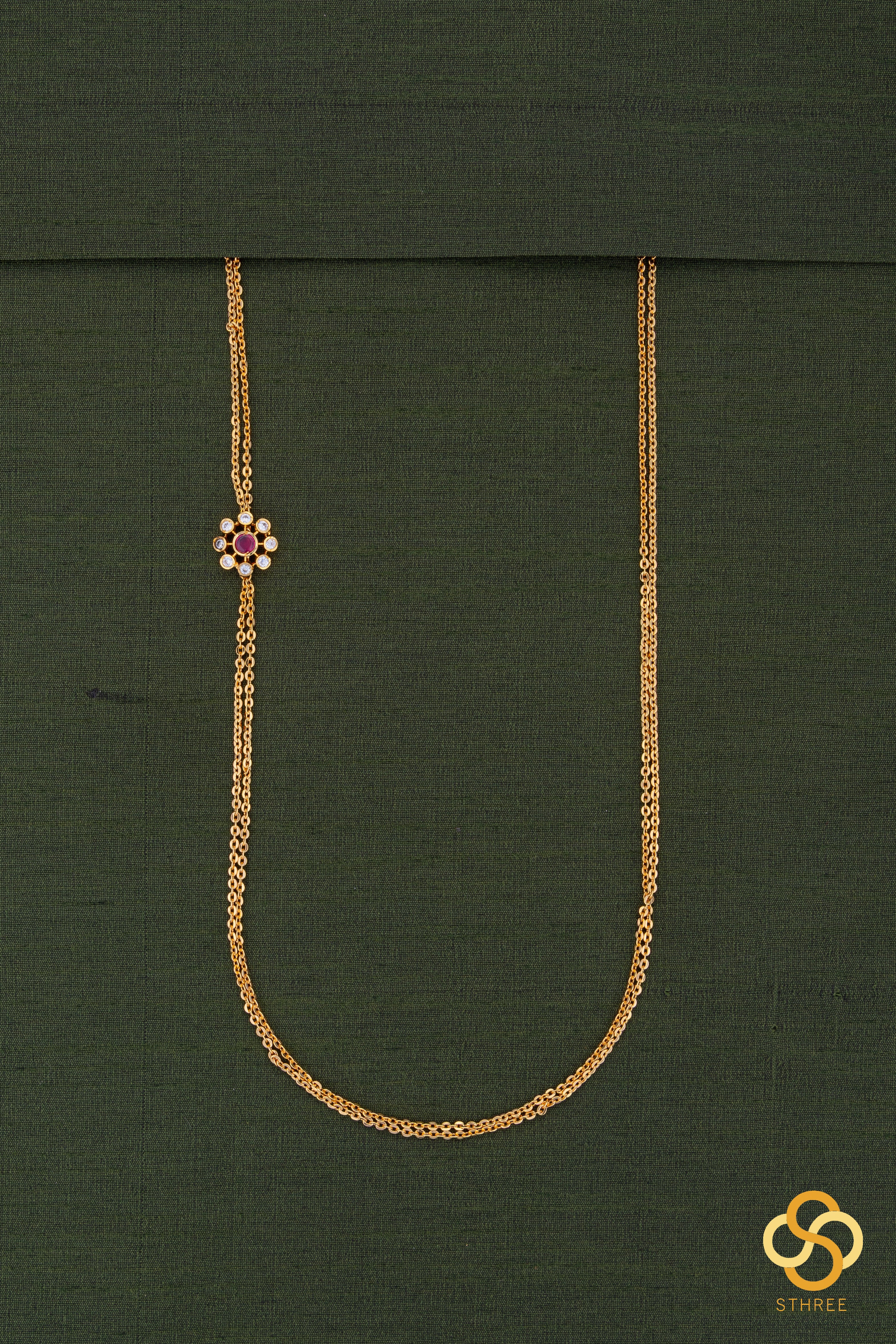 Mogappu with two line chain - Ruby red