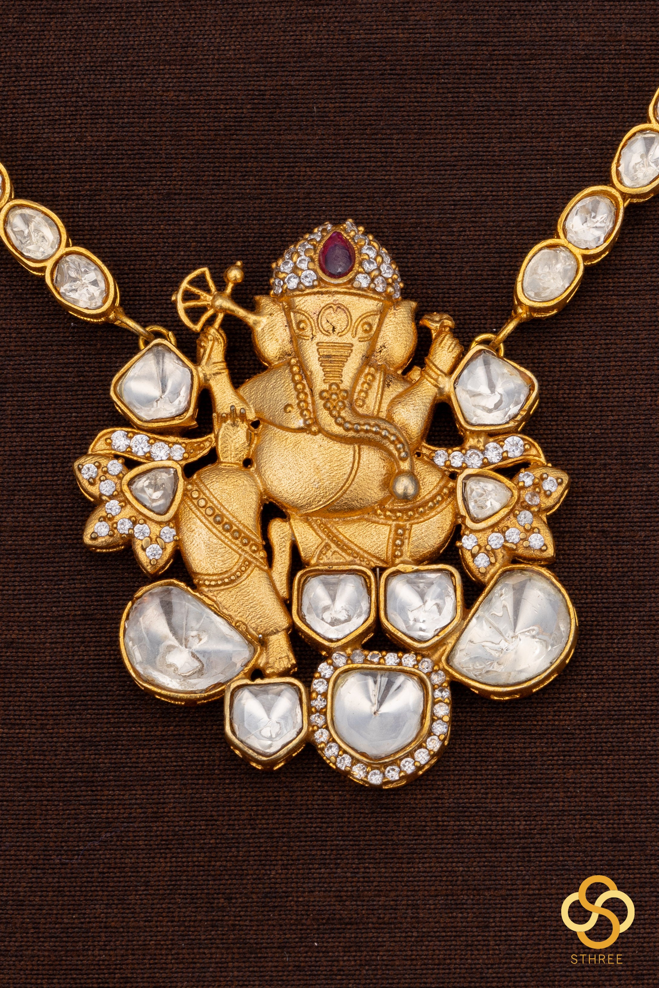 Moissonite Ganesha necklace set